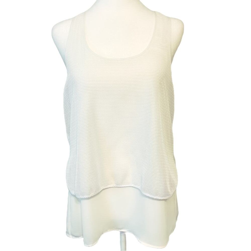 Banana Republic Blouse White Size Small Petite Sleeveless‎ Tank Exposed Zipper